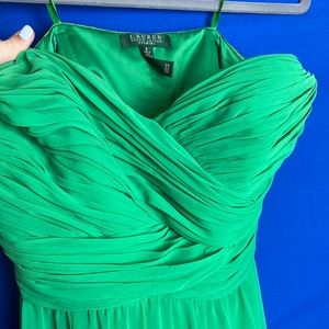 Green Ralph Lauren strapless evening gown